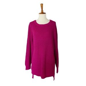 Express Chunky Knit Oversized Tunic Sweater Size Medium Fuchsia
